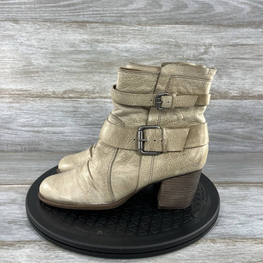 Anthropologie Women's Naya Beige Leather buckle Boots Size 6 M